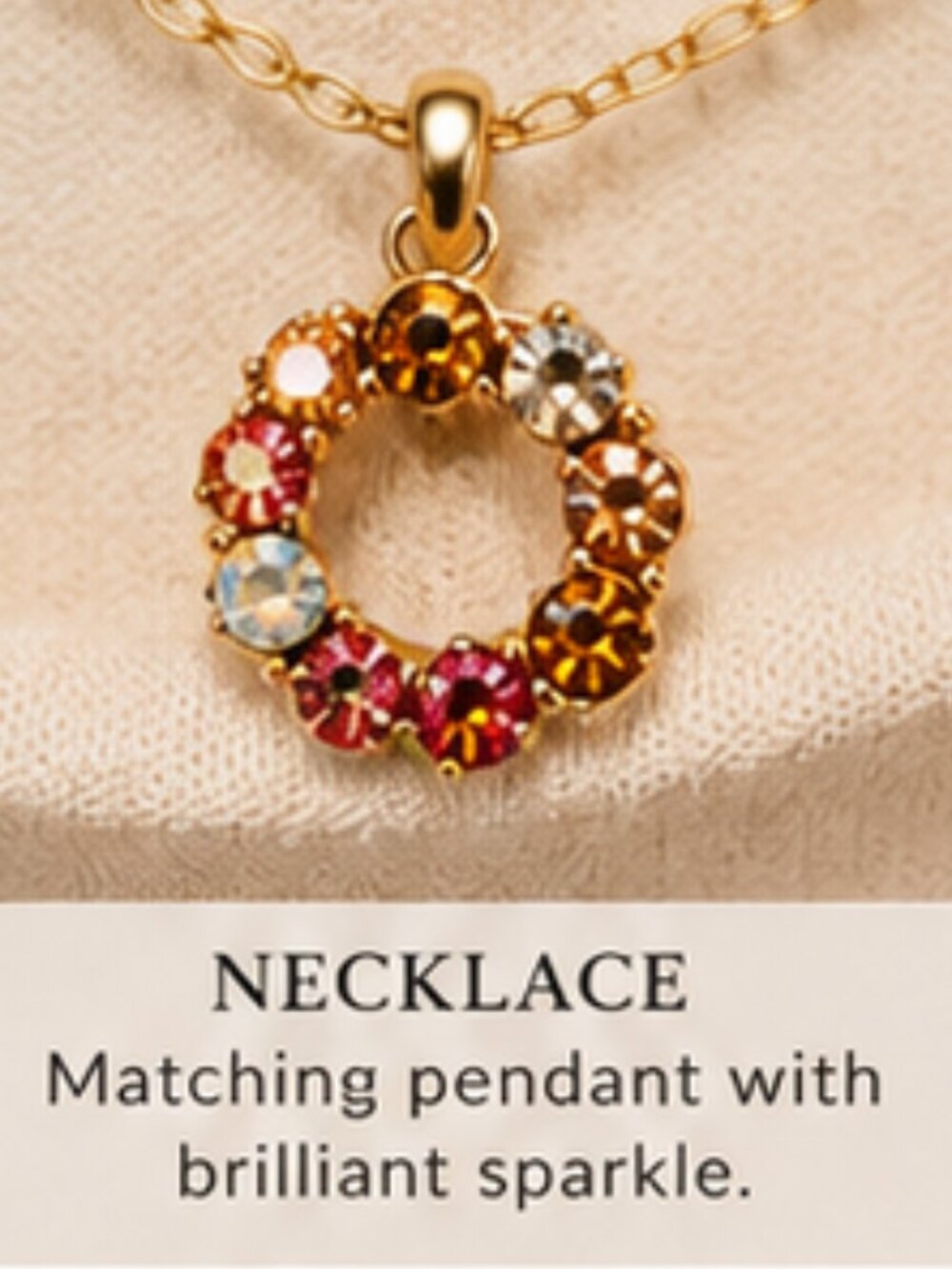 Plunder Gold Multicolored Sparkle Wreath Necklace & Earring Set - Picture 3 of 5